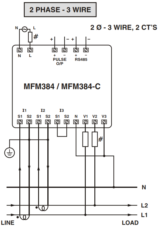 Sơ đồ đấu nối đồng hồ select mfm384 series 1