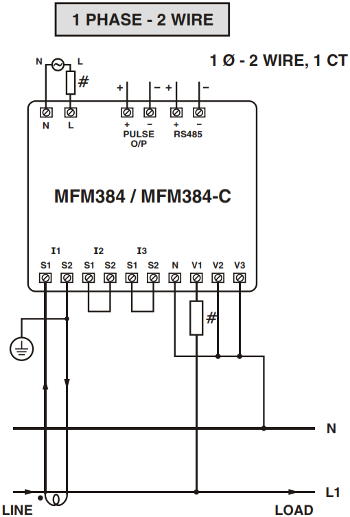 Sơ đồ đấu nối đồng hồ select mfm384 series 2