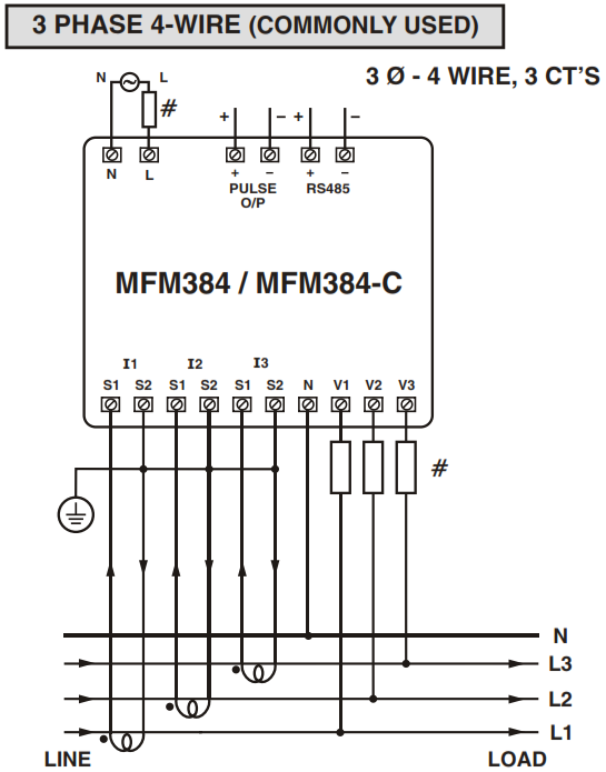 Sơ đồ đấu nối đồng hồ select mfm384 series 3