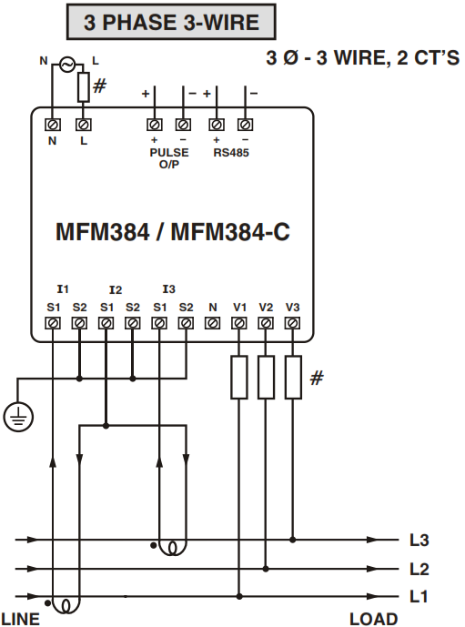 Sơ đồ đấu nối đồng hồ select mfm384 series 4